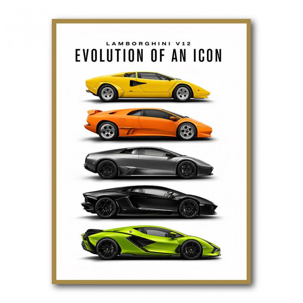 Lamborghini Evolution Lineup Modern Wall Art