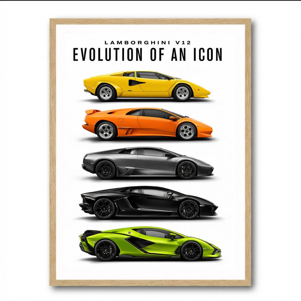 Lamborghini Evolution Lineup Modern Wall Art