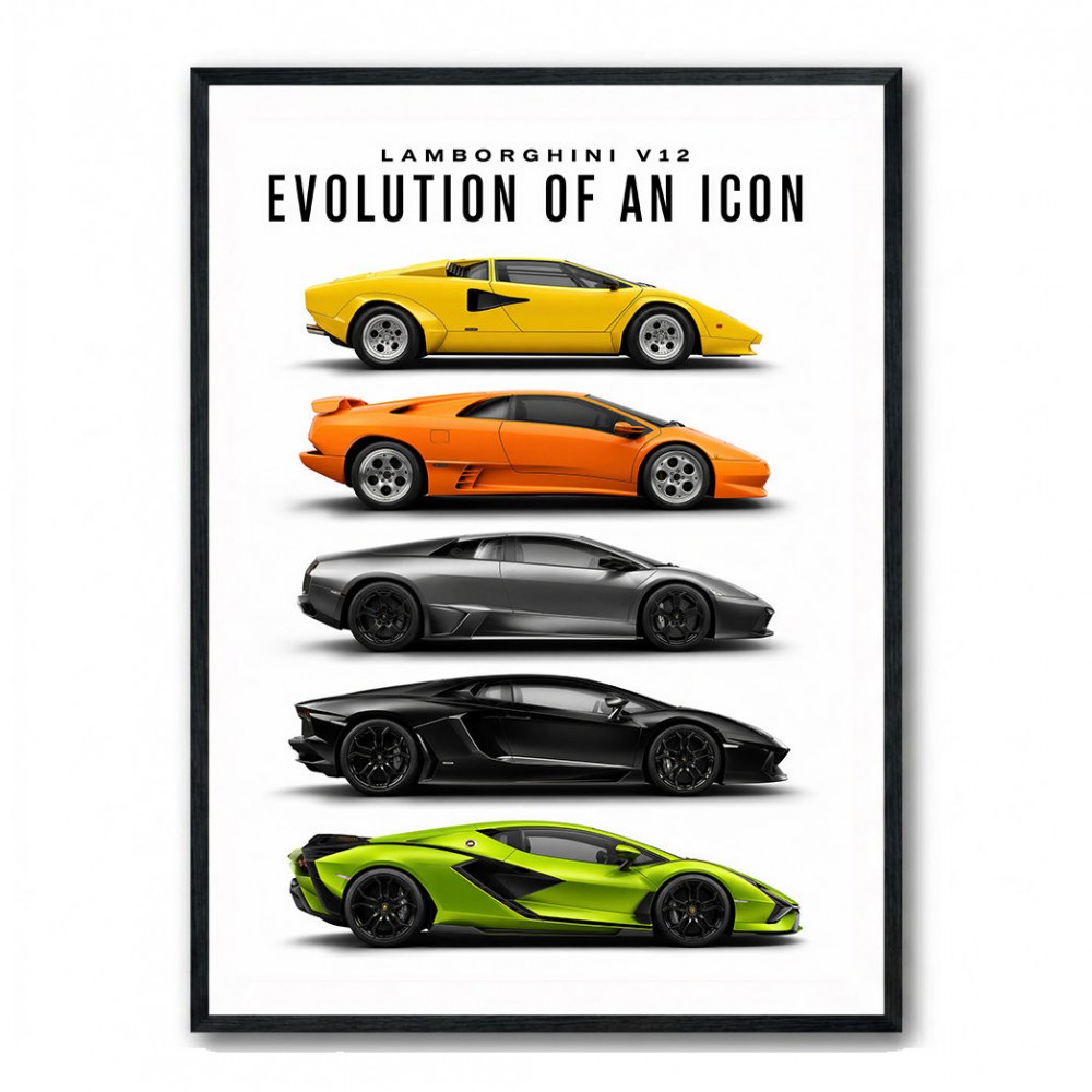 Lamborghini Evolution Lineup Modern Wall Art