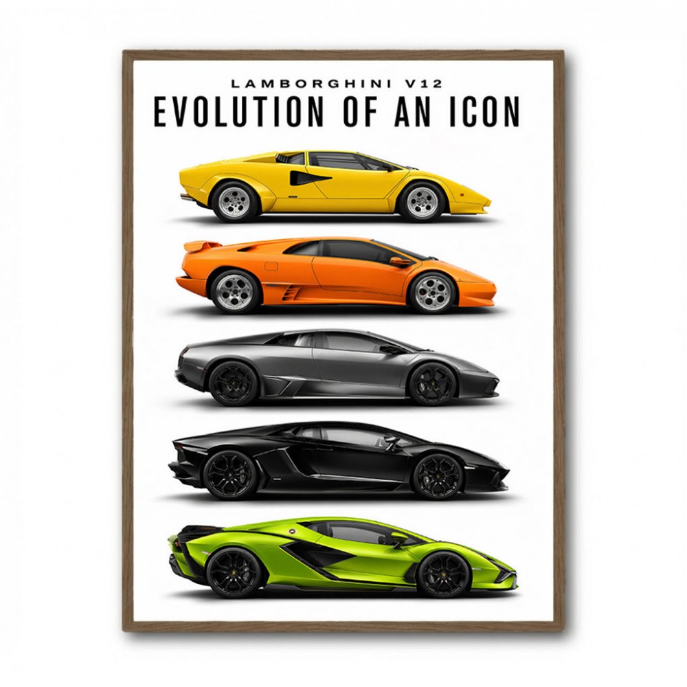 Lamborghini Evolution Lineup Modern Wall Art