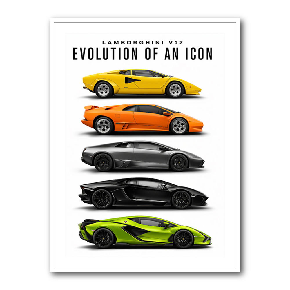 Lamborghini Evolution Lineup Modern Wall Art