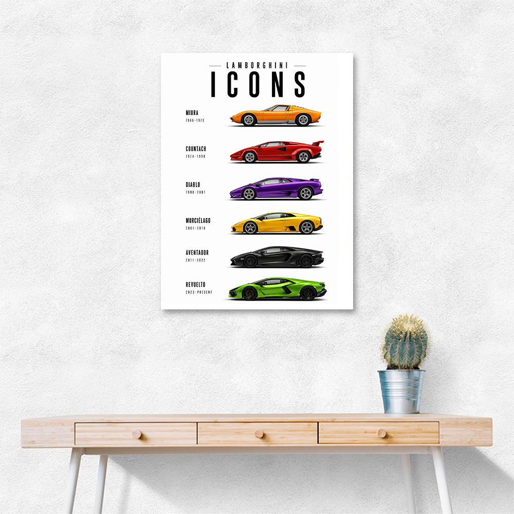 Lamborghini Icons Classic Sports Cars Wall Art