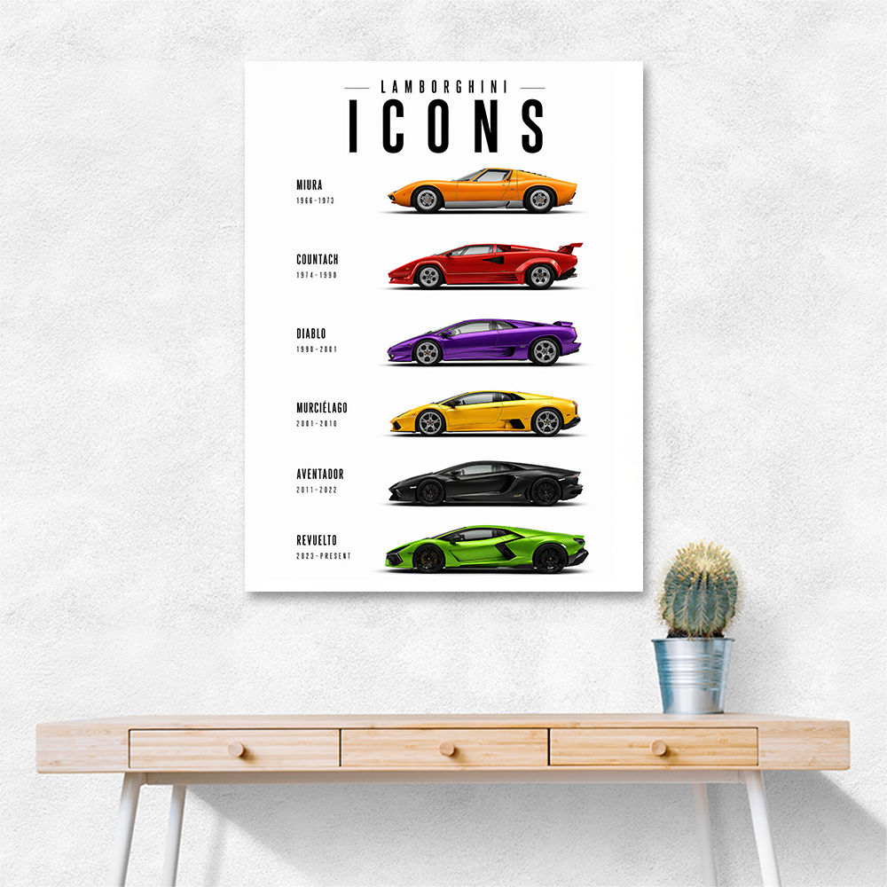 Lamborghini Icons Classic Sports Cars Wall Art