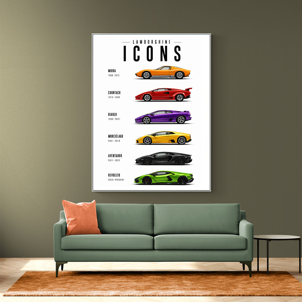 Lamborghini Icons Classic Sports Cars Wall Art
