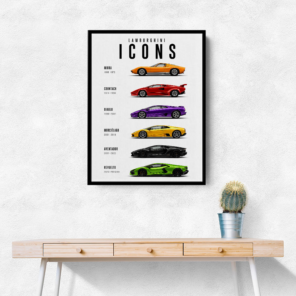 Lamborghini Icons Classic Sports Cars Wall Art