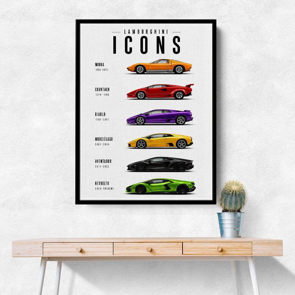 Lamborghini Icons Classic Sports Cars Wall Art