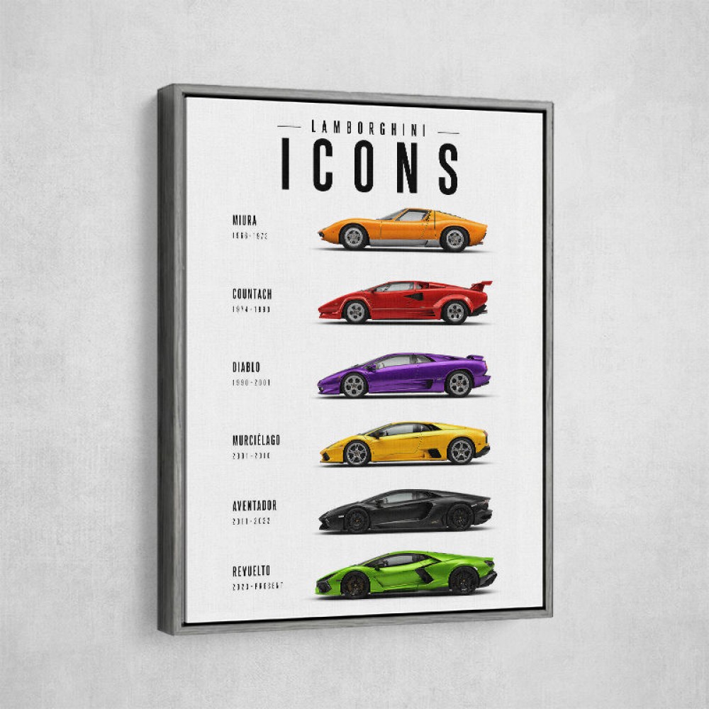 Lamborghini Icons Classic Sports Cars Wall Art