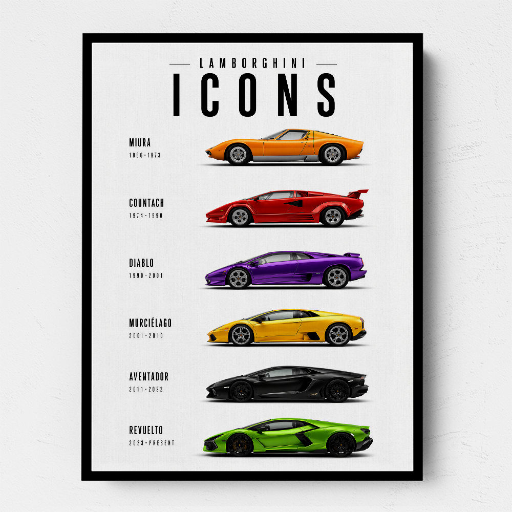 Lamborghini Icons Classic Sports Cars Wall Art