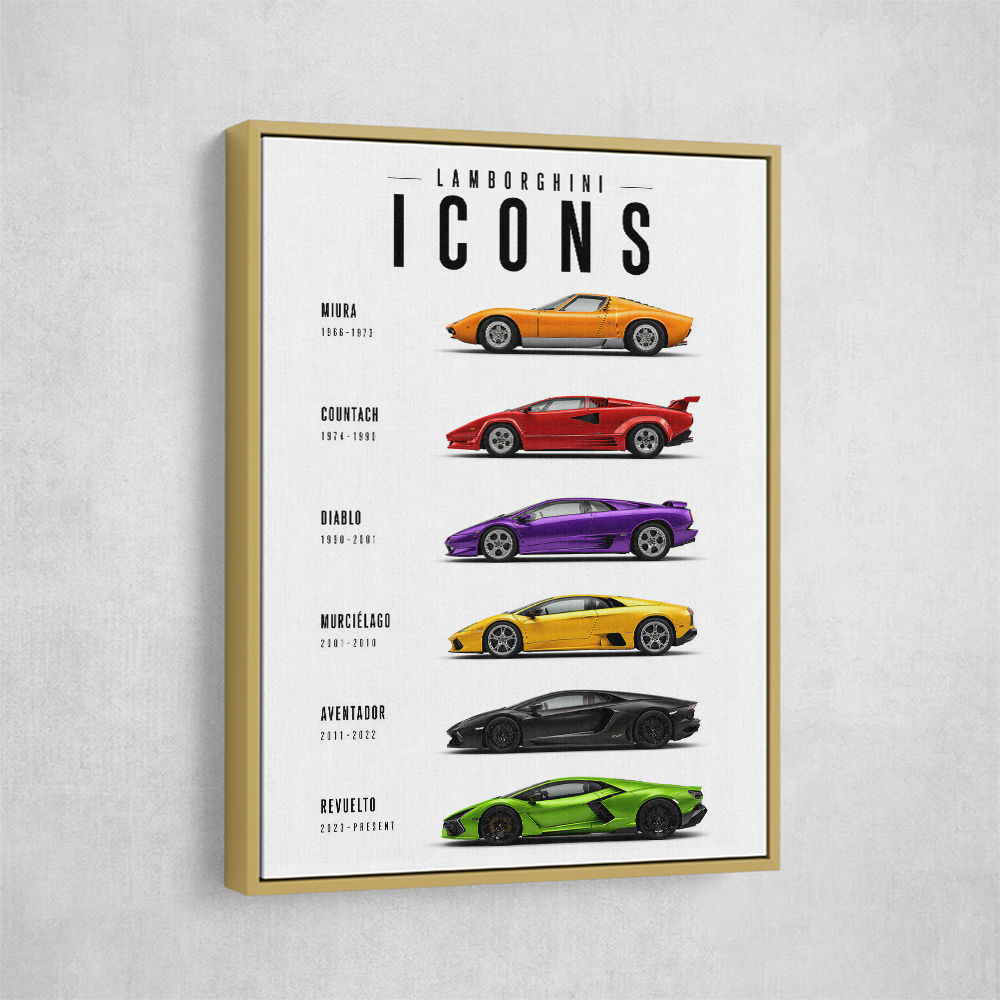 Lamborghini Icons Classic Sports Cars Wall Art