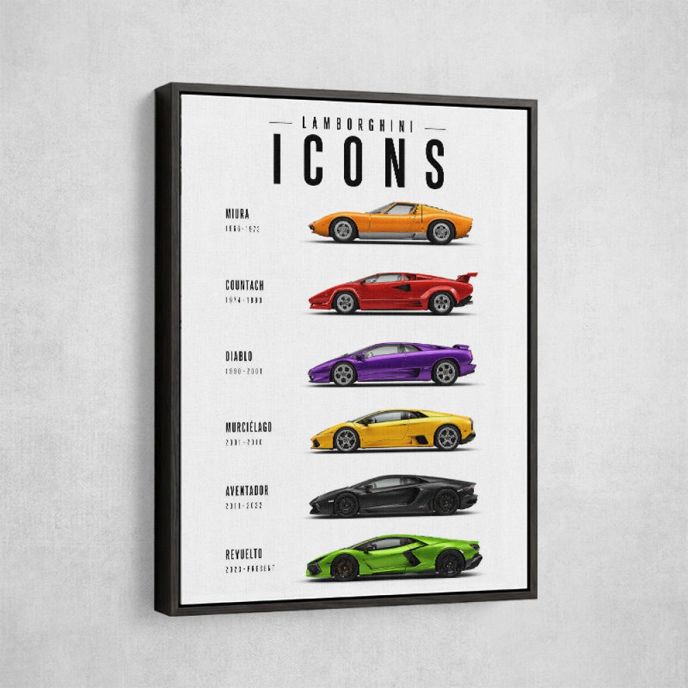 Lamborghini Icons Classic Sports Cars Wall Art