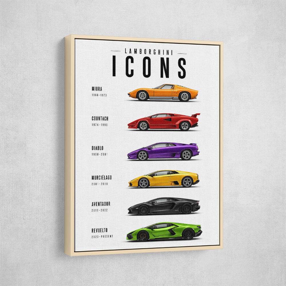 Lamborghini Icons Classic Sports Cars Wall Art