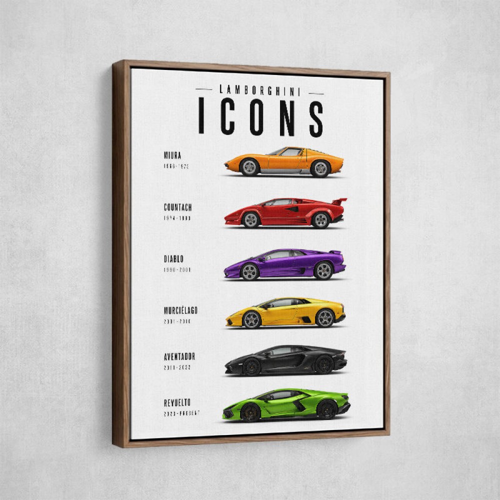 Lamborghini Icons Classic Sports Cars Wall Art