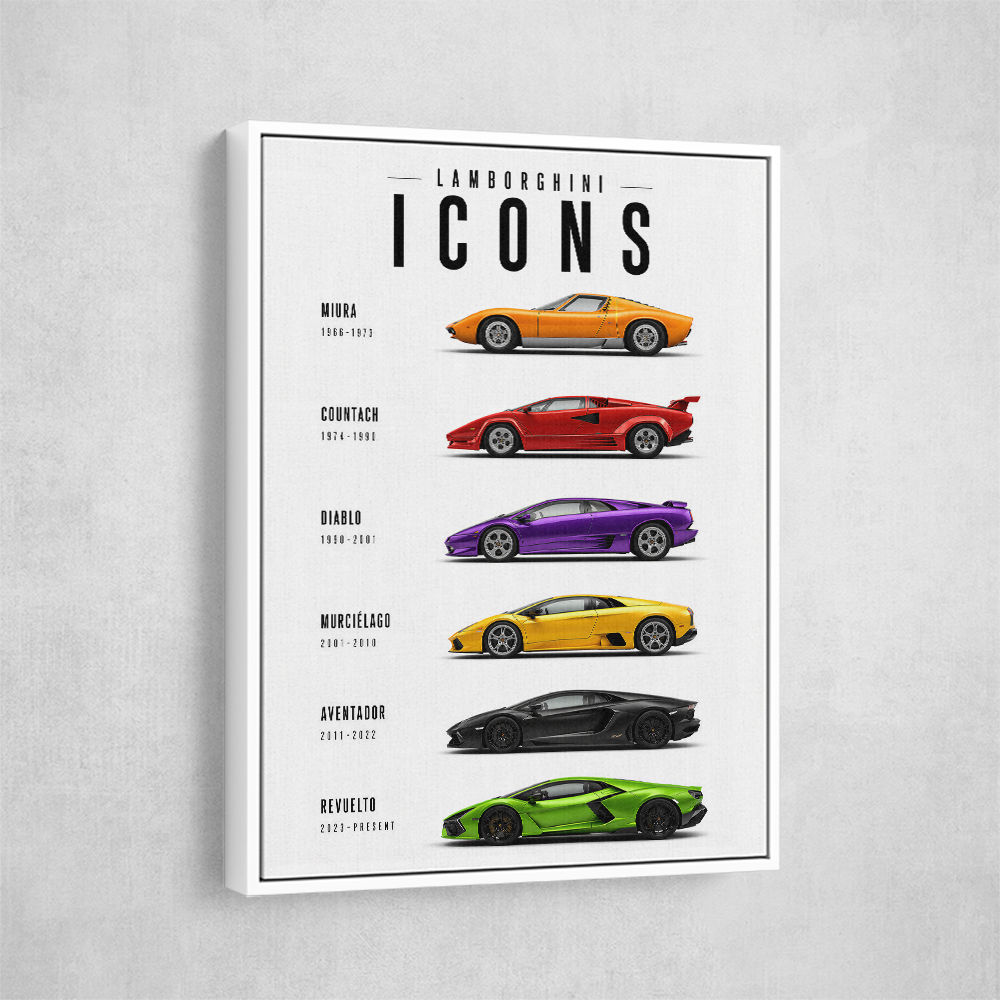Lamborghini Icons Classic Sports Cars Wall Art