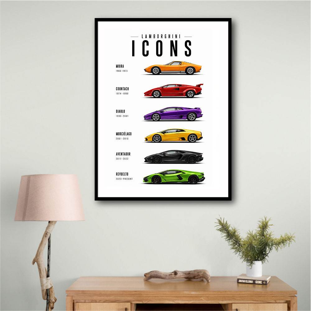 Lamborghini Icons Classic Sports Cars Wall Art