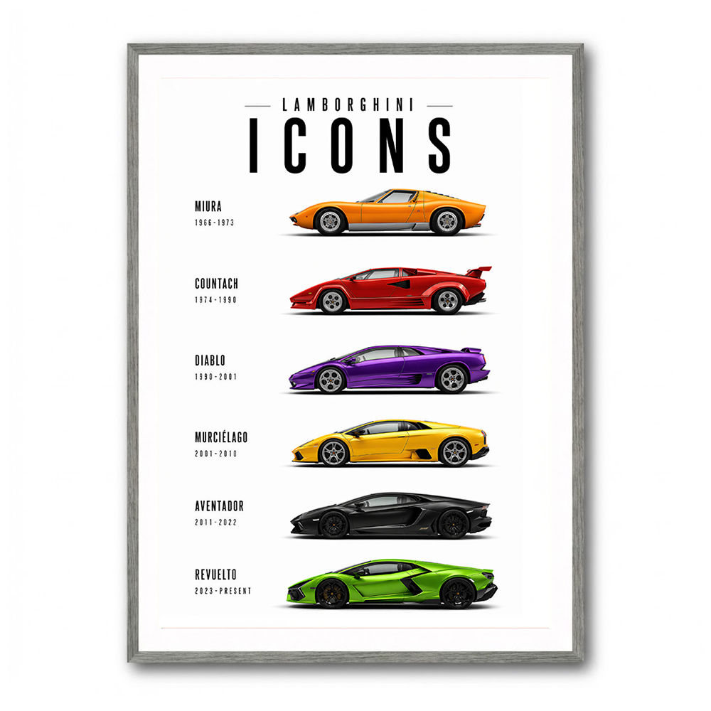 Lamborghini Icons Classic Sports Cars Wall Art