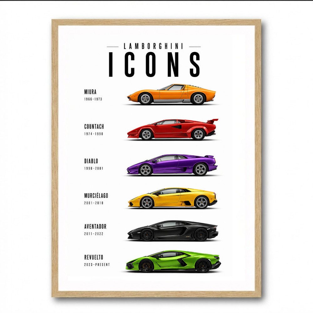 Lamborghini Icons Classic Sports Cars Wall Art