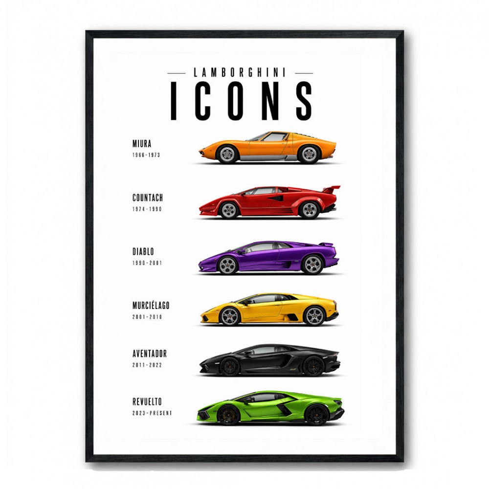 Lamborghini Icons Classic Sports Cars Wall Art