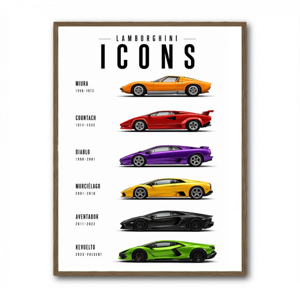 Lamborghini Icons Classic Sports Cars Wall Art