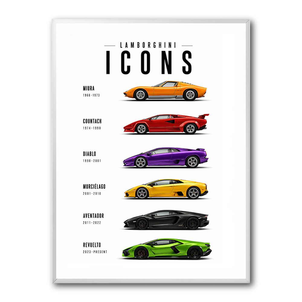 Lamborghini Icons Classic Sports Cars Wall Art