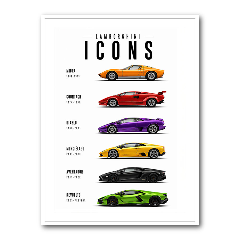 Lamborghini Icons Classic Sports Cars Wall Art