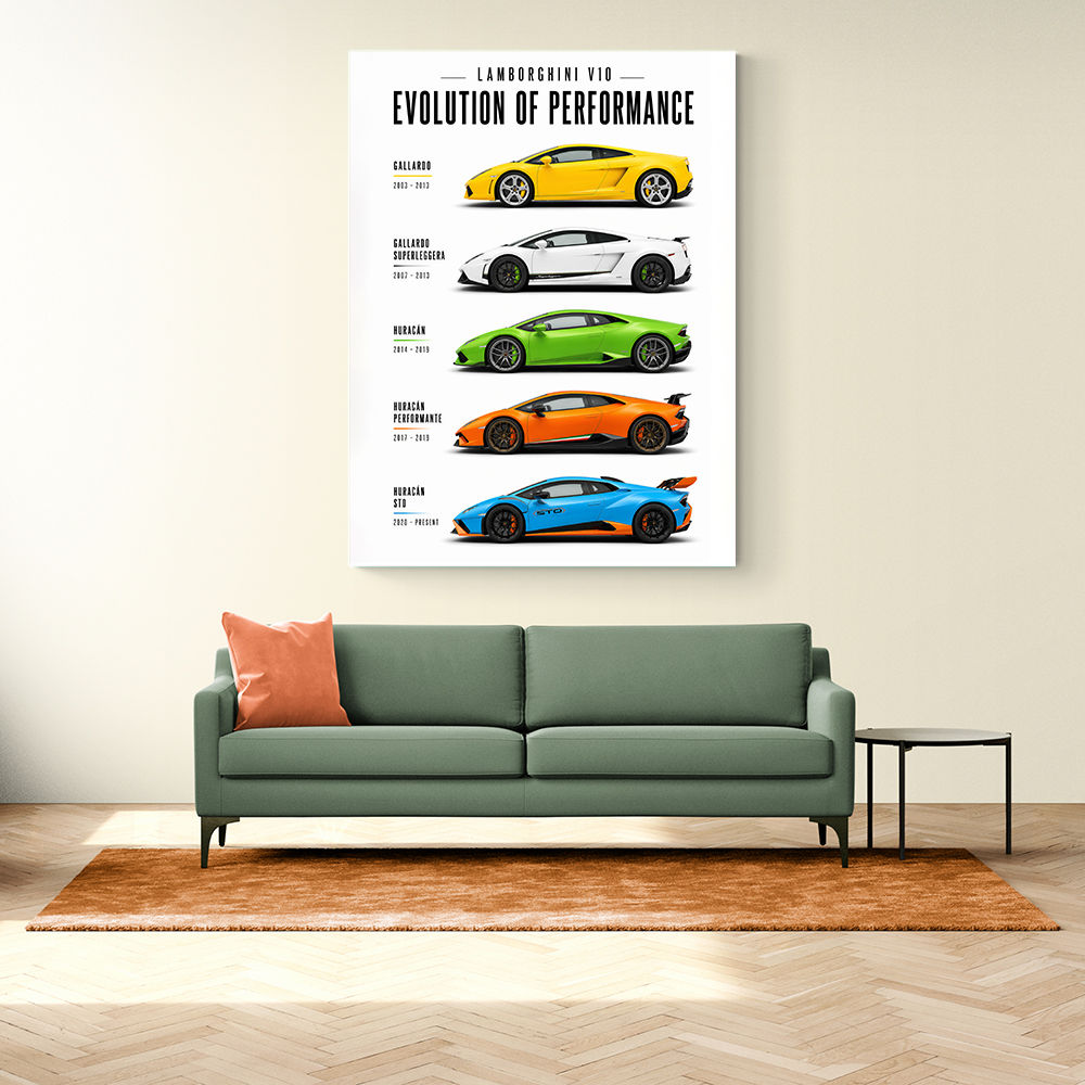 Lamborghini V10 Evolution Colorful Wall Art
