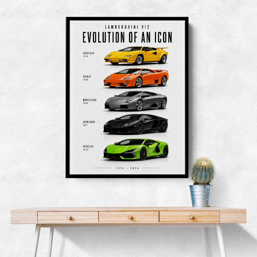 Lamborghini V12 Evolution Supercars Wall Art