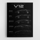 Lamborghini V12 Generations Black Cars Art Print