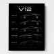 Lamborghini V12 Generations Black Cars Art Print