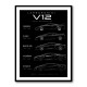 Lamborghini V12 Generations Black Cars Art Print