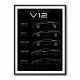 Lamborghini V12 Generations Black Cars Art Print