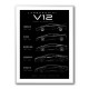 Lamborghini V12 Generations Black Cars Art Print