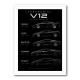Lamborghini V12 Generations Black Cars Art Print