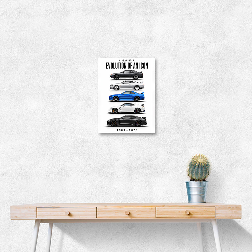 Nissan GTR Evolution White Background Art Print