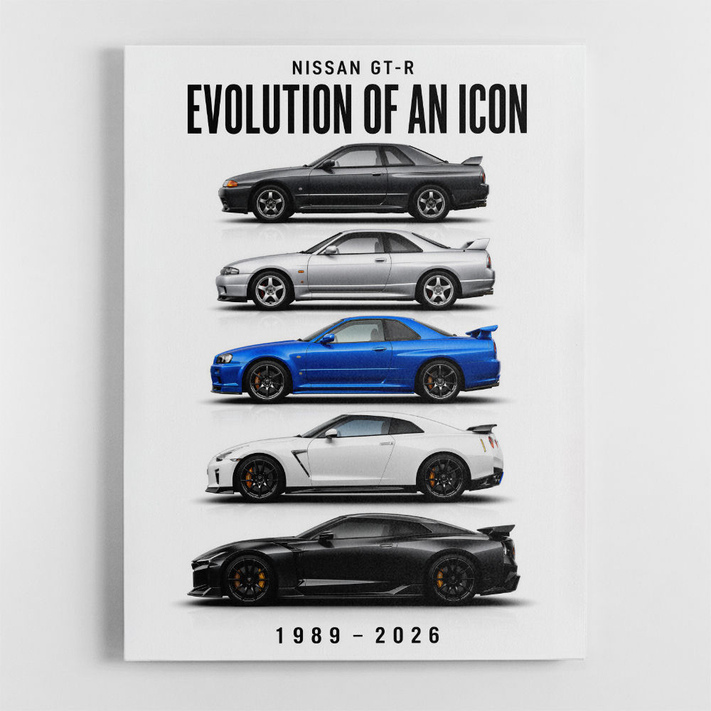 Nissan GTR Evolution White Background Art Print