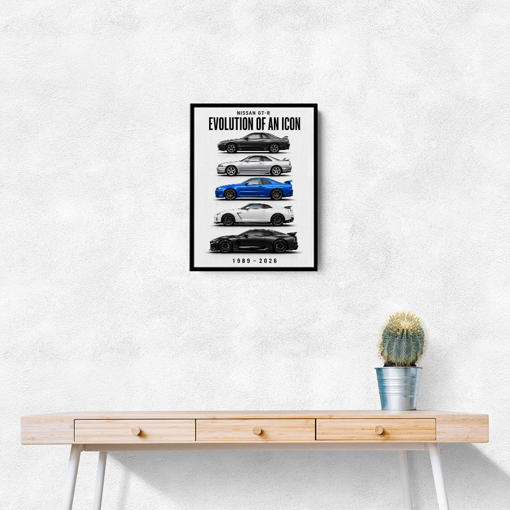 Nissan GTR Evolution White Background Art Print