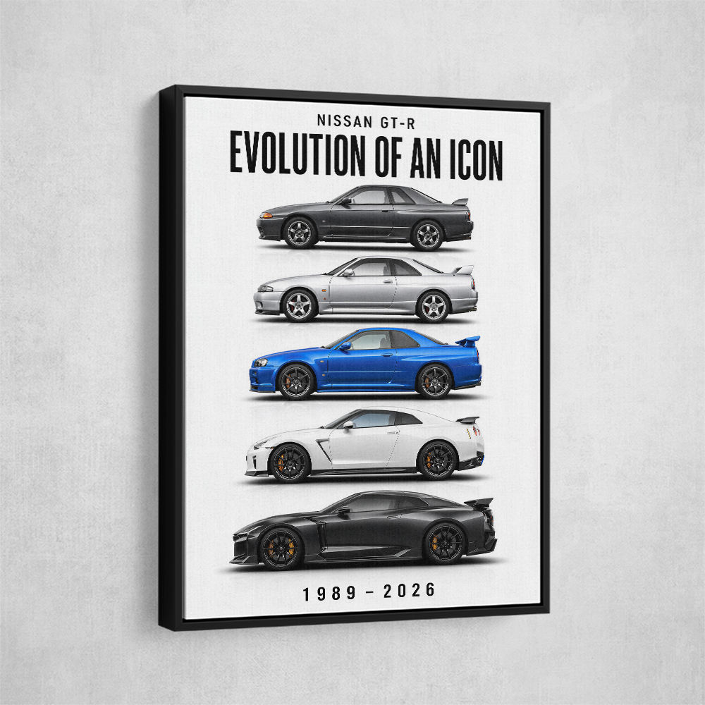 Nissan GTR Evolution White Background Art Print