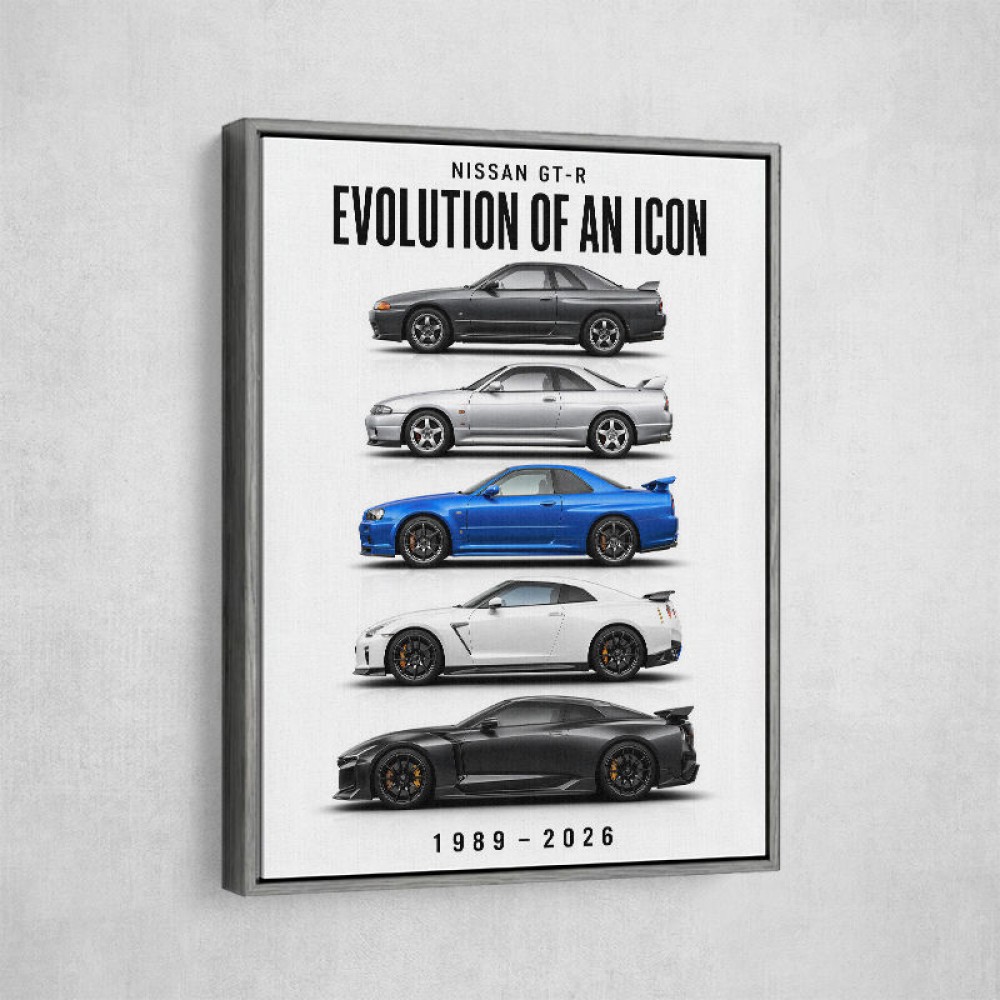 Nissan GTR Evolution White Background Art Print