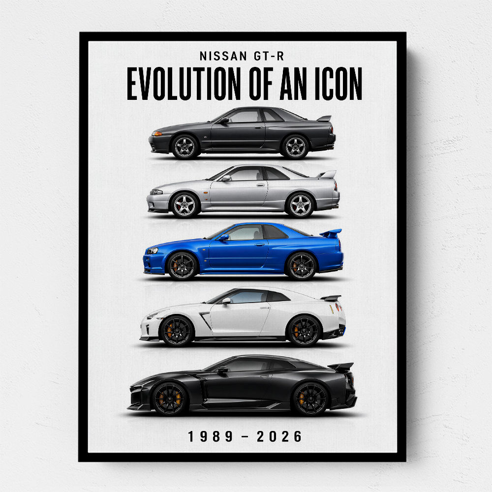 Nissan GTR Evolution White Background Art Print