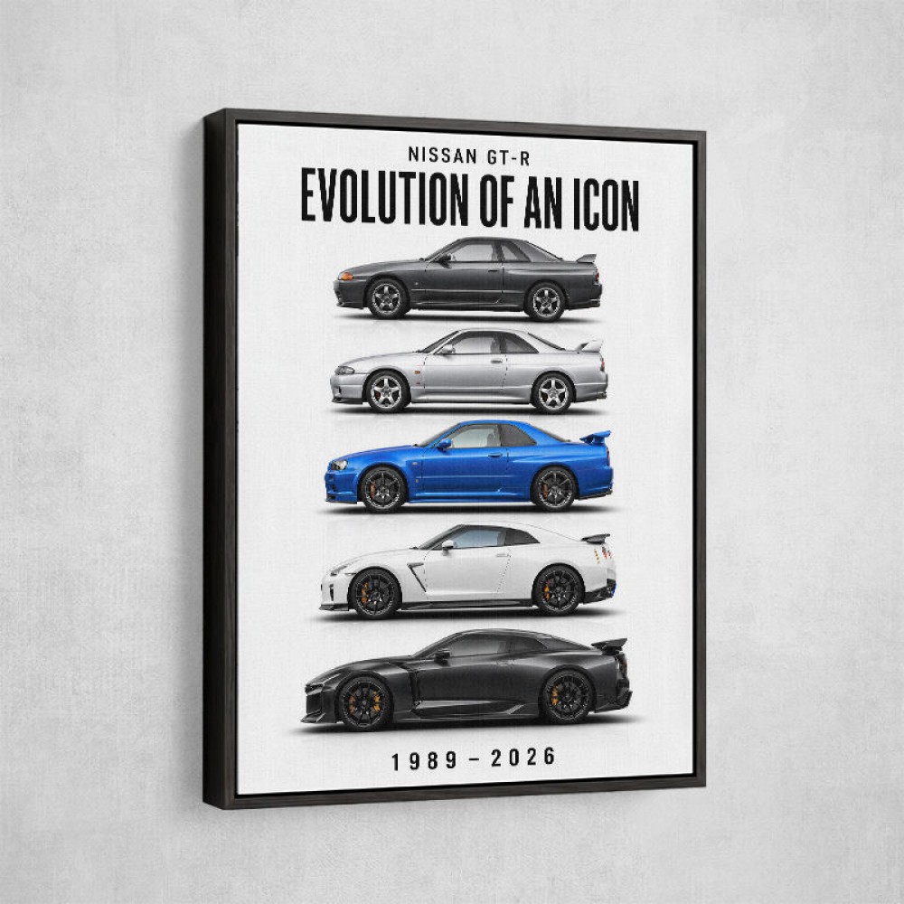 Nissan GTR Evolution White Background Art Print