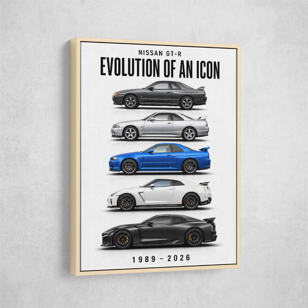 Nissan GTR Evolution White Background Art Print