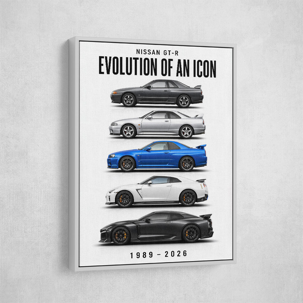 Nissan GTR Evolution White Background Art Print
