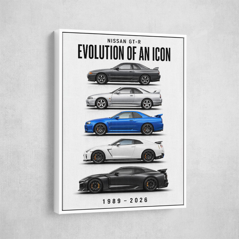 Nissan GTR Evolution White Background Art Print