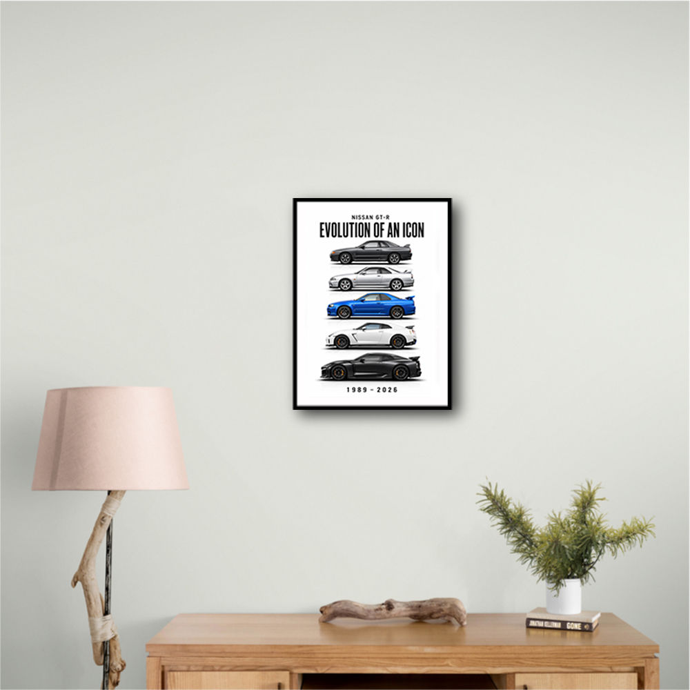Nissan GTR Evolution White Background Art Print