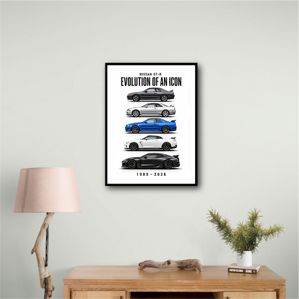 Nissan GTR Evolution White Background Art Print