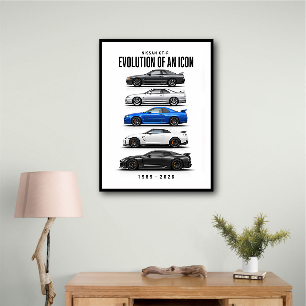 Nissan GTR Evolution White Background Art Print
