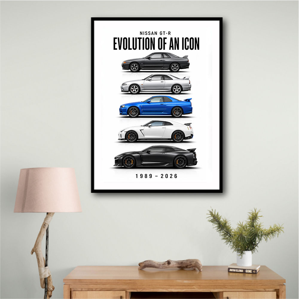Nissan GTR Evolution White Background Art Print