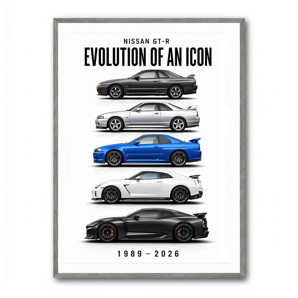 Nissan GTR Evolution White Background Art Print