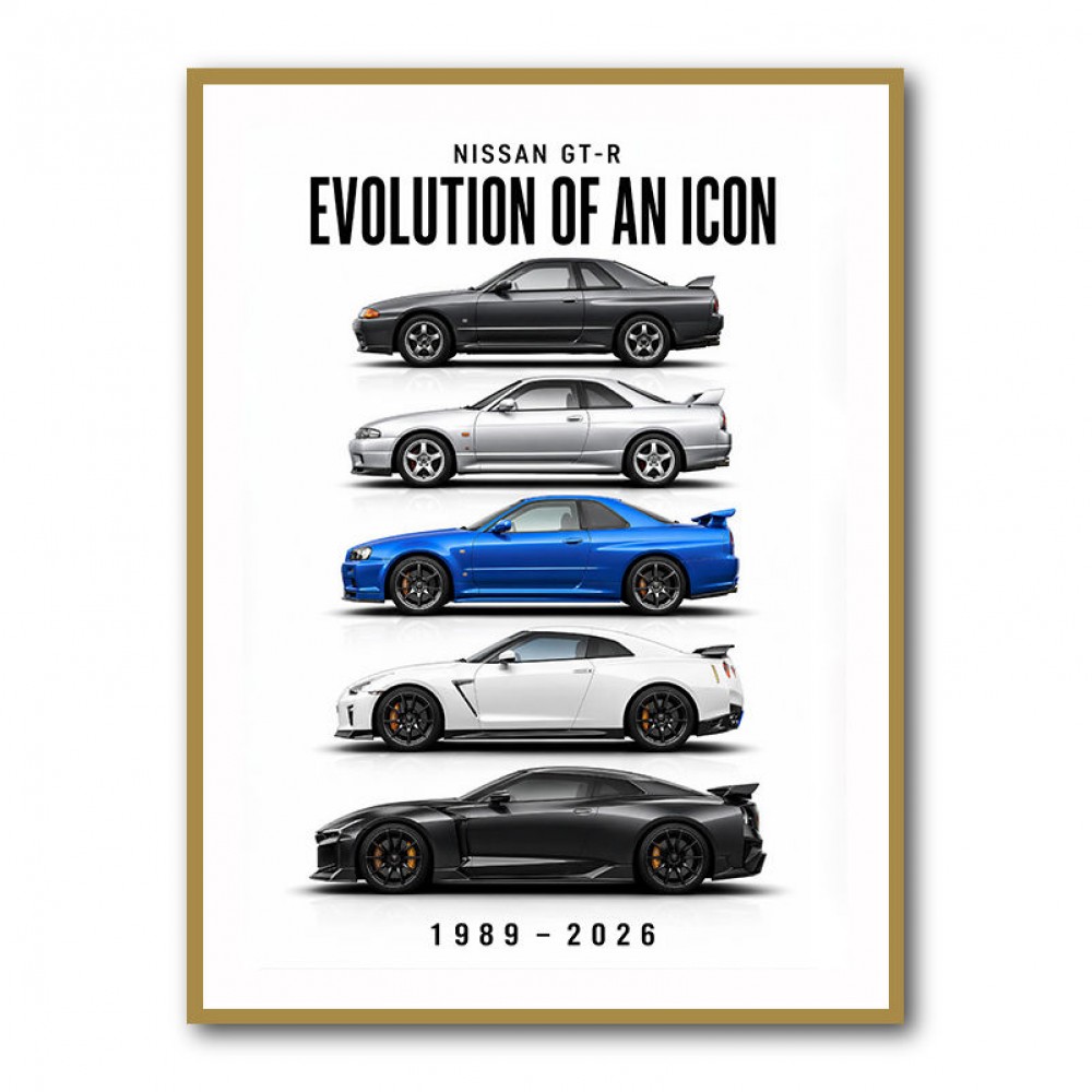 Nissan GTR Evolution White Background Art Print