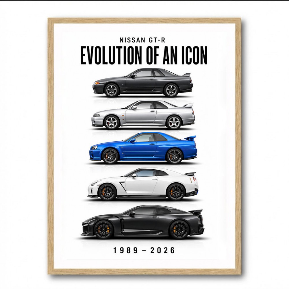 Nissan GTR Evolution White Background Art Print