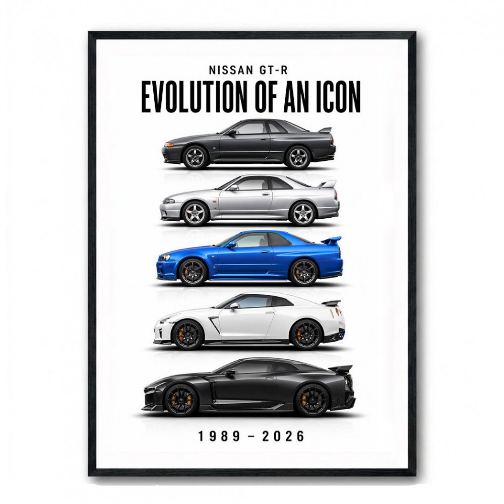 Nissan GTR Evolution White Background Art Print